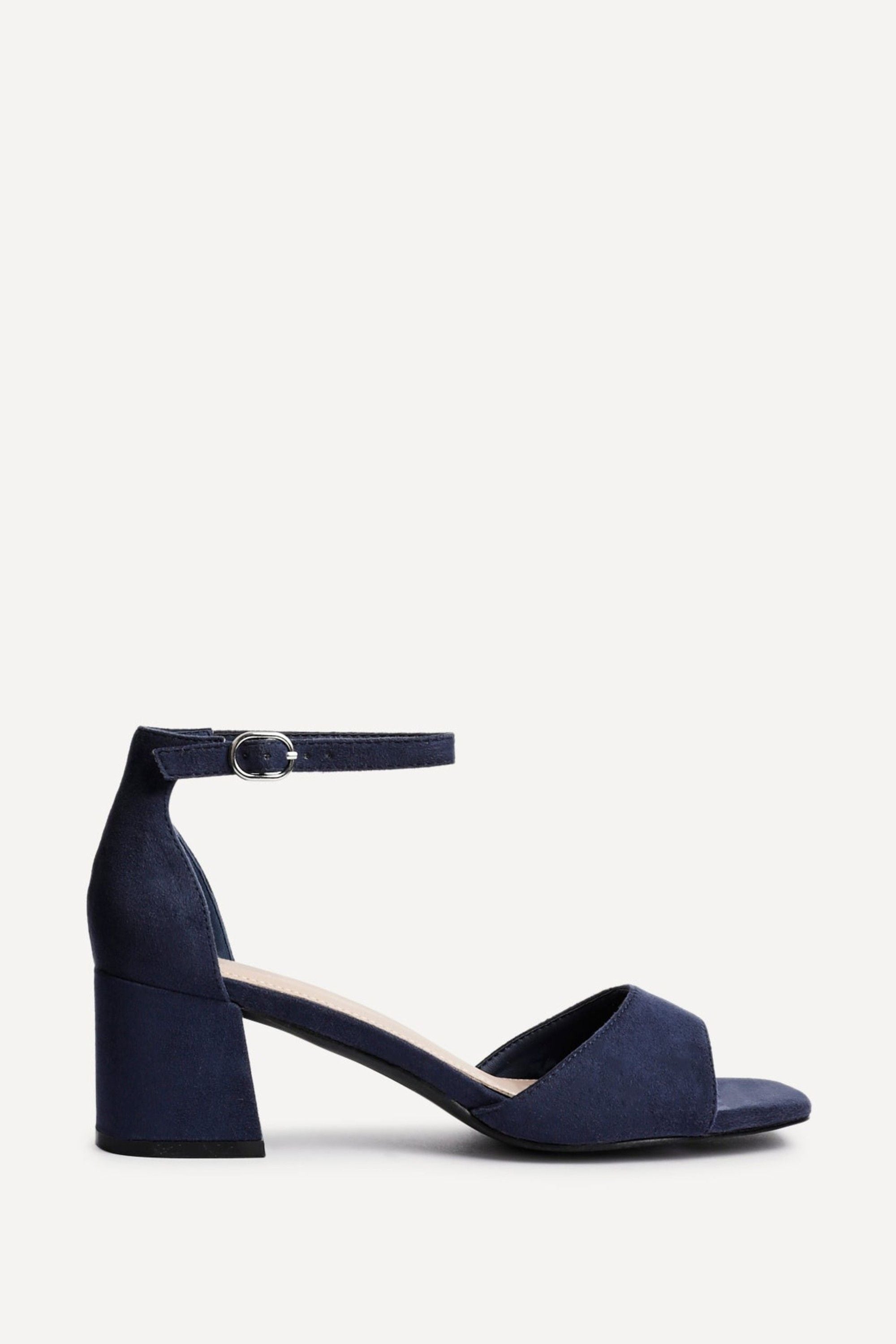Linzi Maddie Navy Faux Suede Closed Back Block Heeled Sandals image 1
