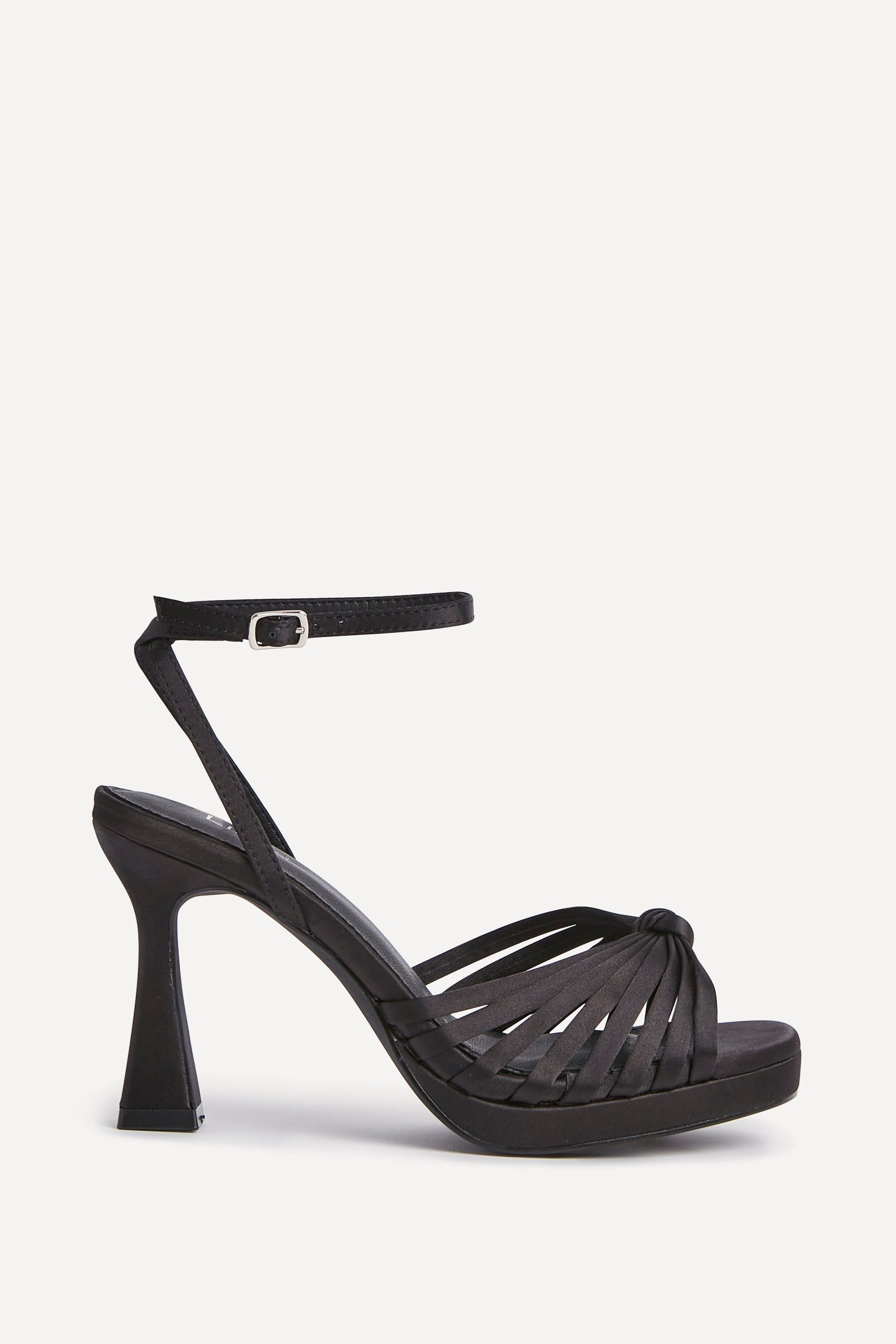 Linzi Socialite Black Satin Platform Heels image 1