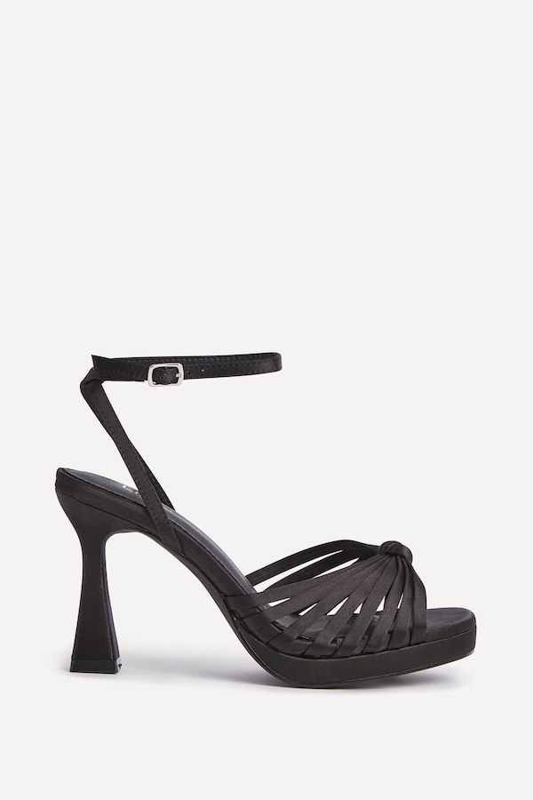 Linzi Socialite Black Satin Platform Heels