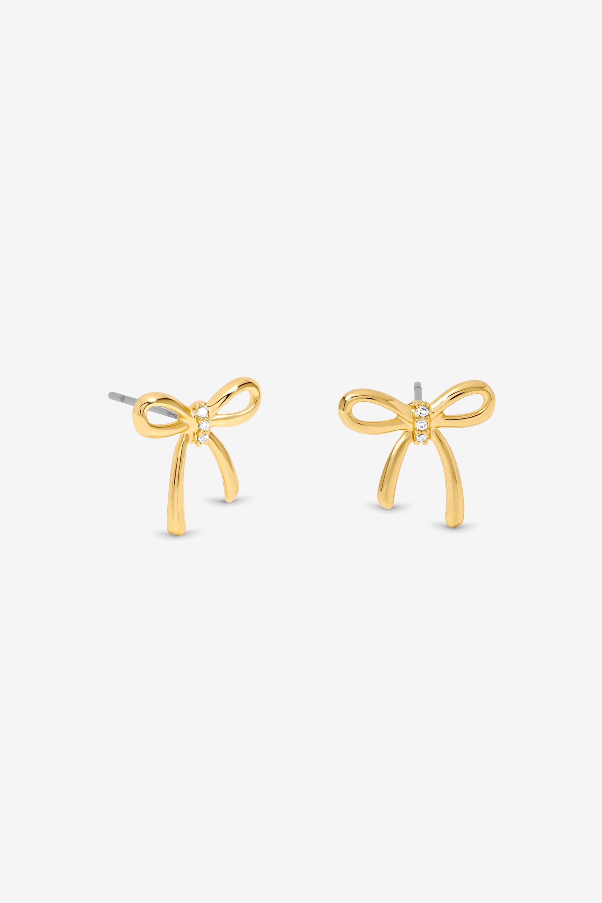 Jon Richard 18K Gold Plated Bow Earrings - Hanging Heart image 2