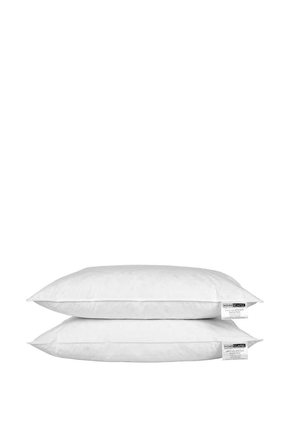 Homescapes White Duck Feather Pillow Pair image 1