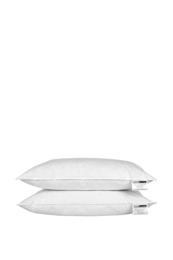 Homescapes White Duck Feather Pillow Pair