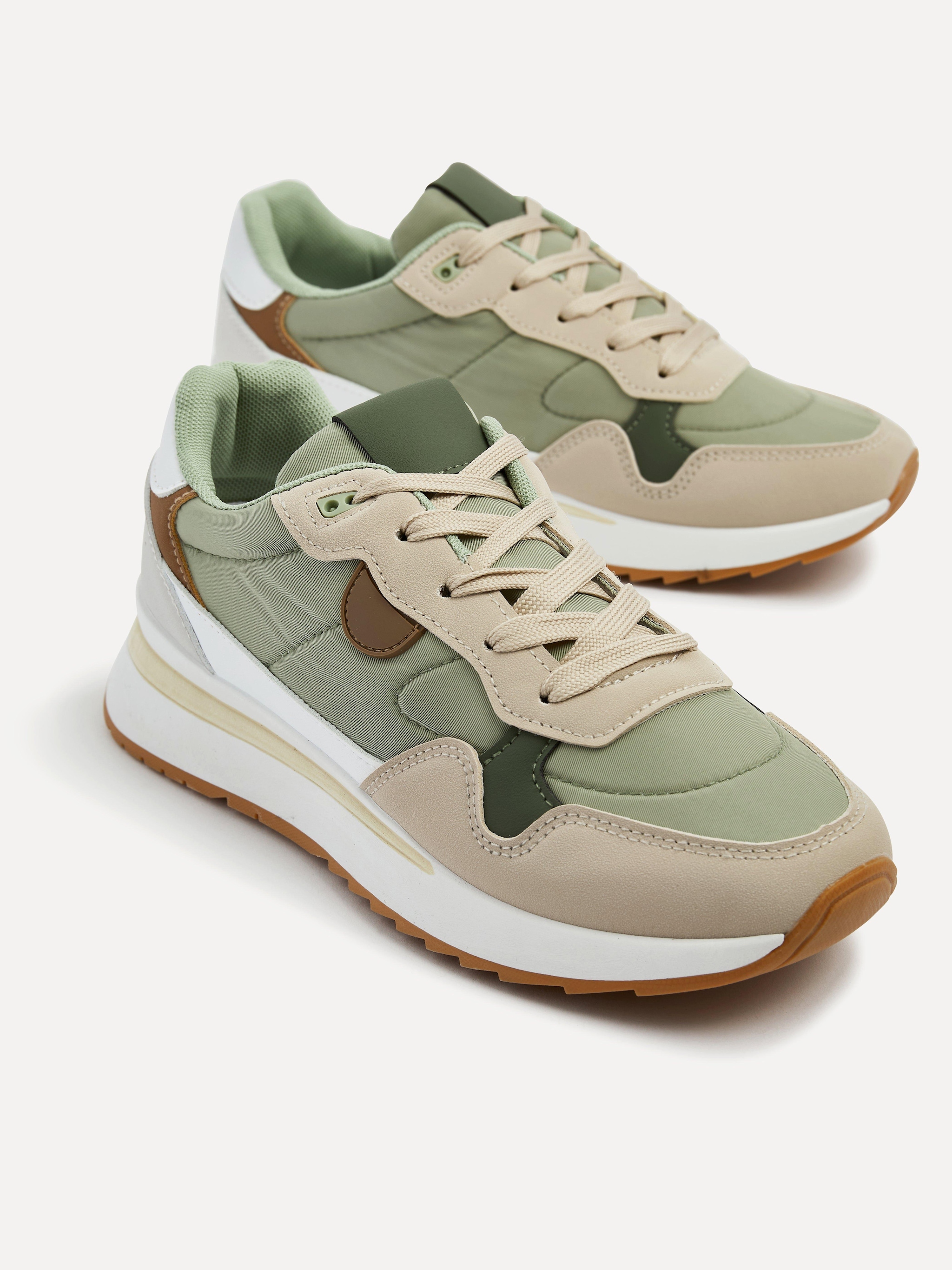 Linzi Clapham Khaki Two-Tone Wedged Trainer image 5