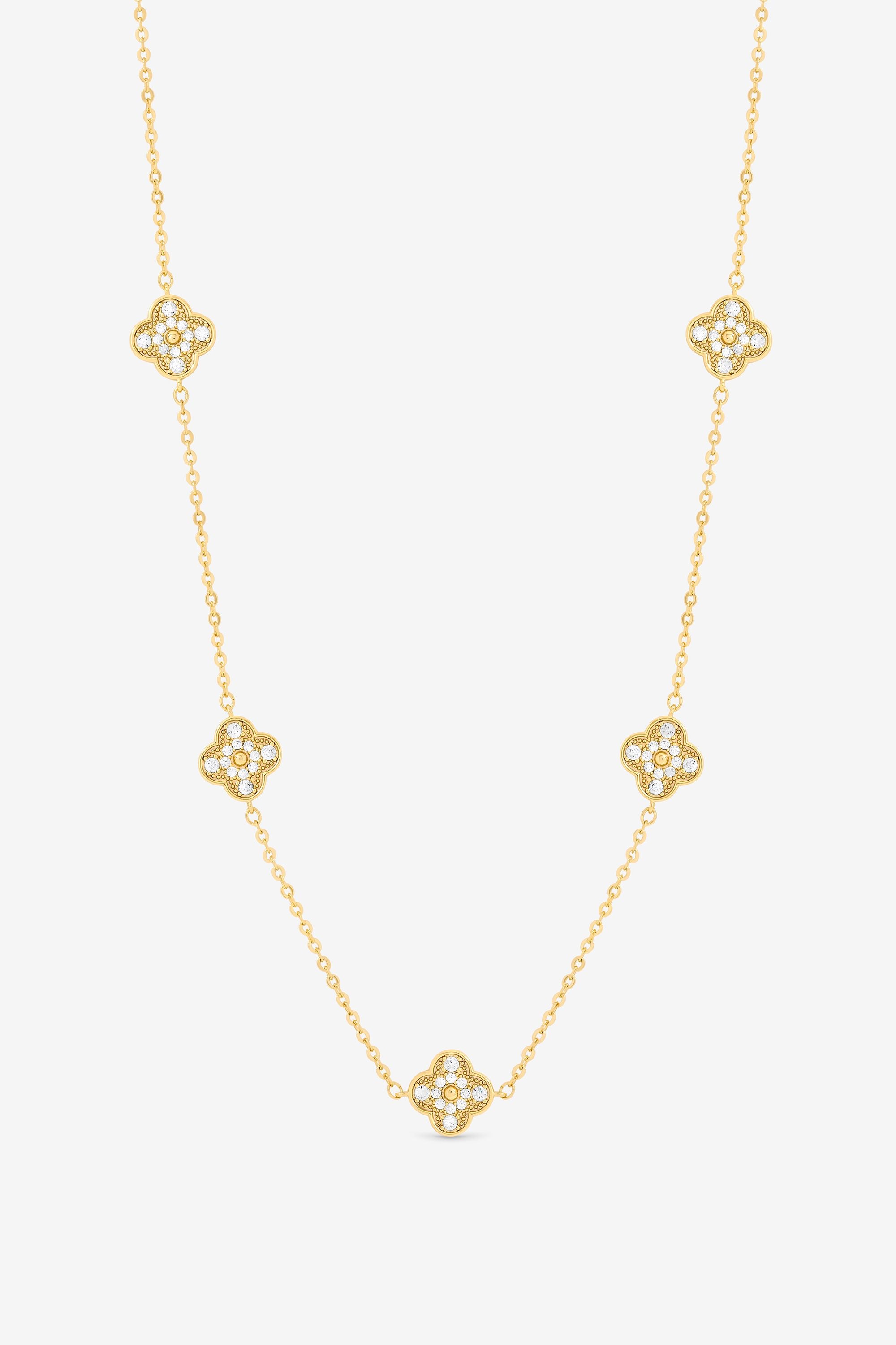 Jon Richard Gold Plated Pave Clover Necklace image 1