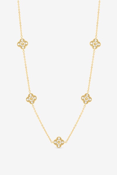 Jon Richard Gold Plated Pave Clover Necklace
