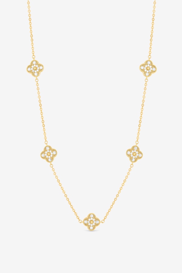 Jon Richard Gold Plated Pave Clover Necklace