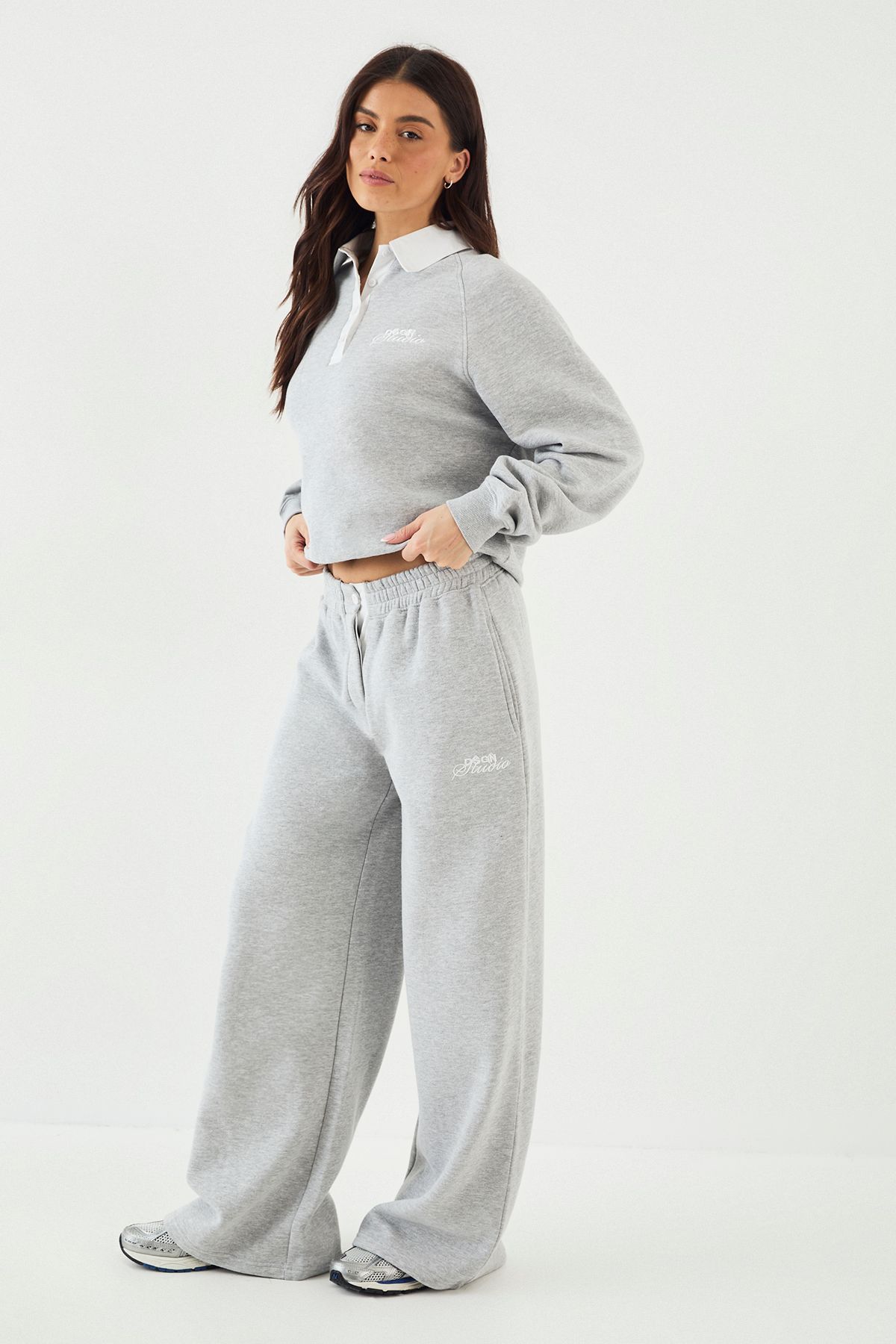 DSGN Studio DSGN Studio Contrast Button Up Jogger Grey Marl image 1