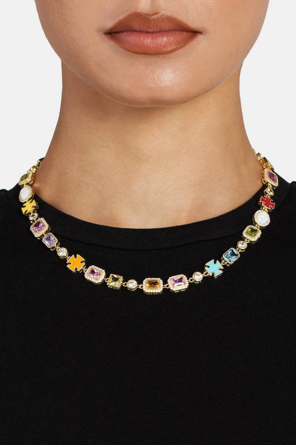 Cernucci Multi Gemstone Motif Necklace - Gold - 10mm