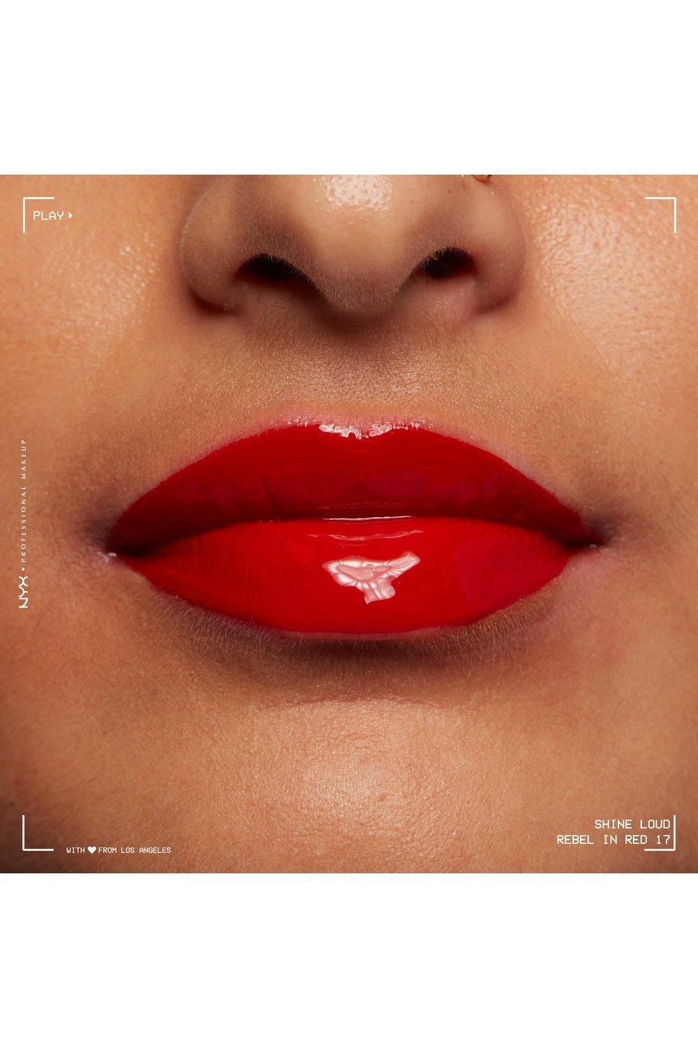 NYX Professional Makeup Shine Loud High Pigment Long Lasting Lip Shine Lip Gloss Rebel In Red image 4