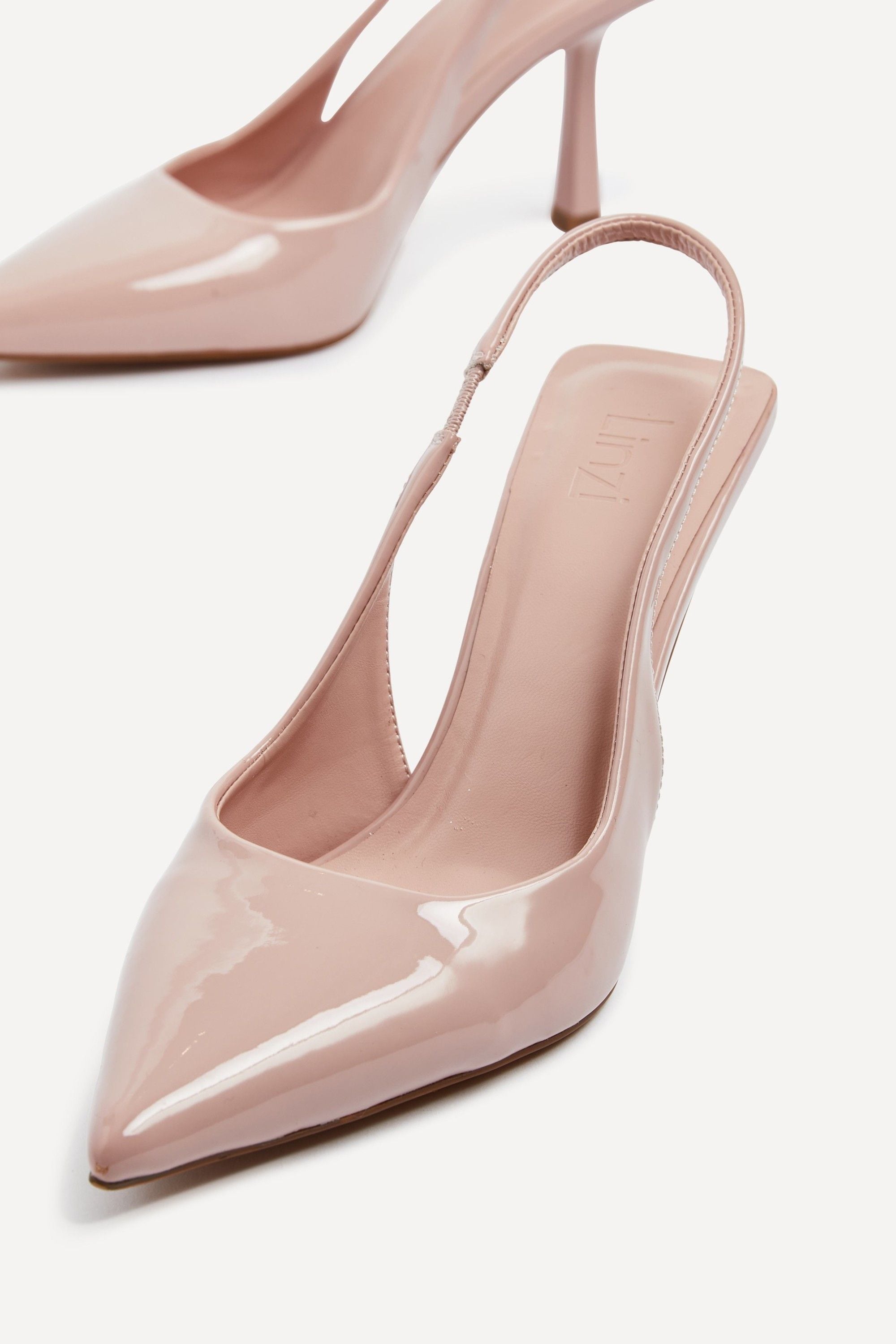 Linzi Fling Nude Faux Patent Sling Back Court Heel image 4