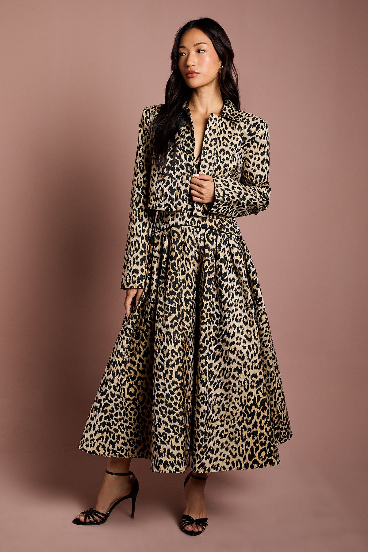 Coast Animal Jacquard Cropped Jacket Mink image 4