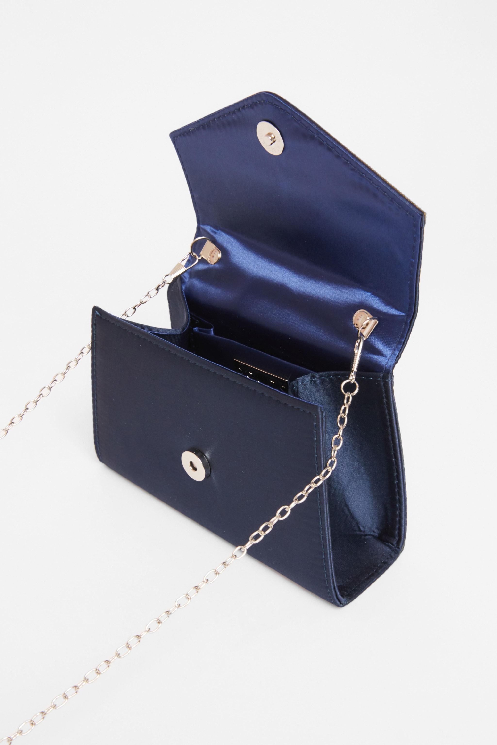Quiz Navy Diamante Twisted Top Handle Bag image 2