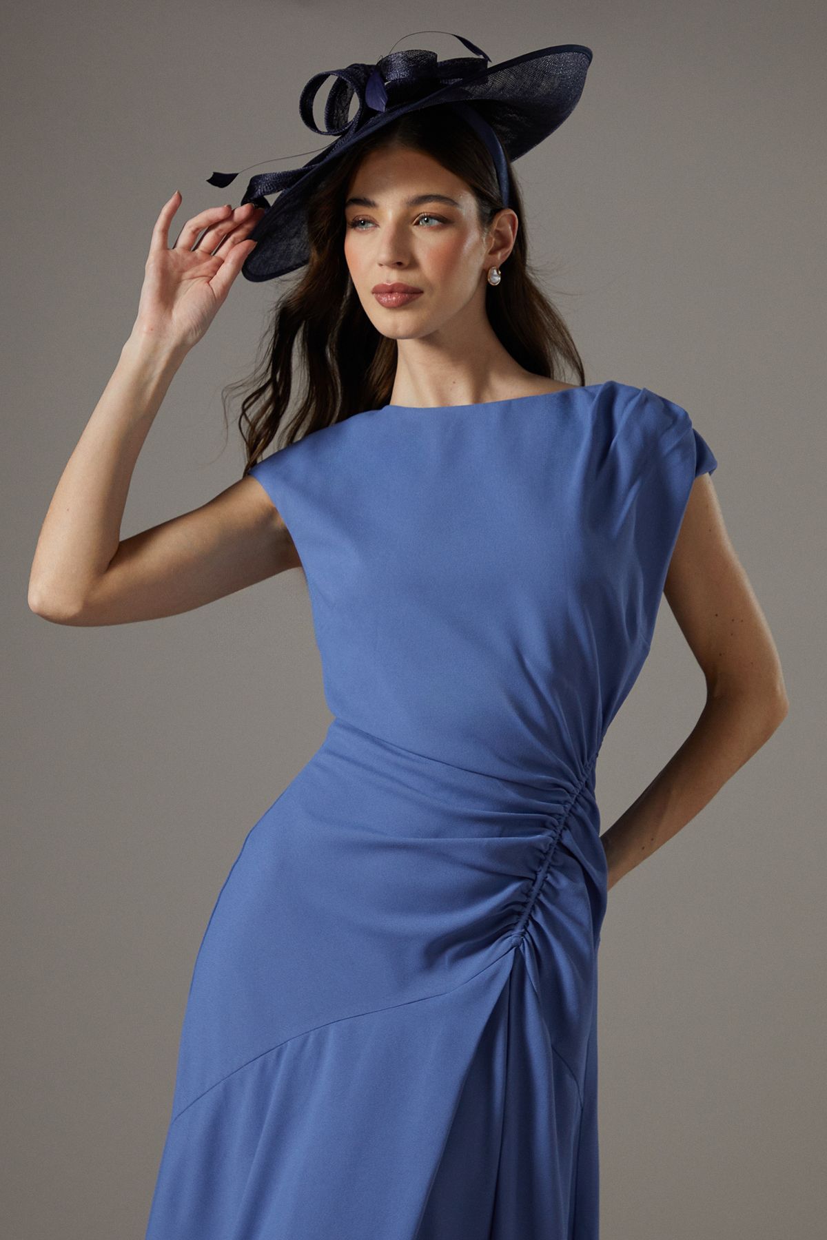Coast Drape Side Cap Sleeve Midi Dress Grey Blue image 4