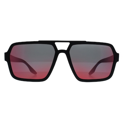 Prada Sport Square Black Rubber Dark Grey Mirror Blue Red PS 01XS