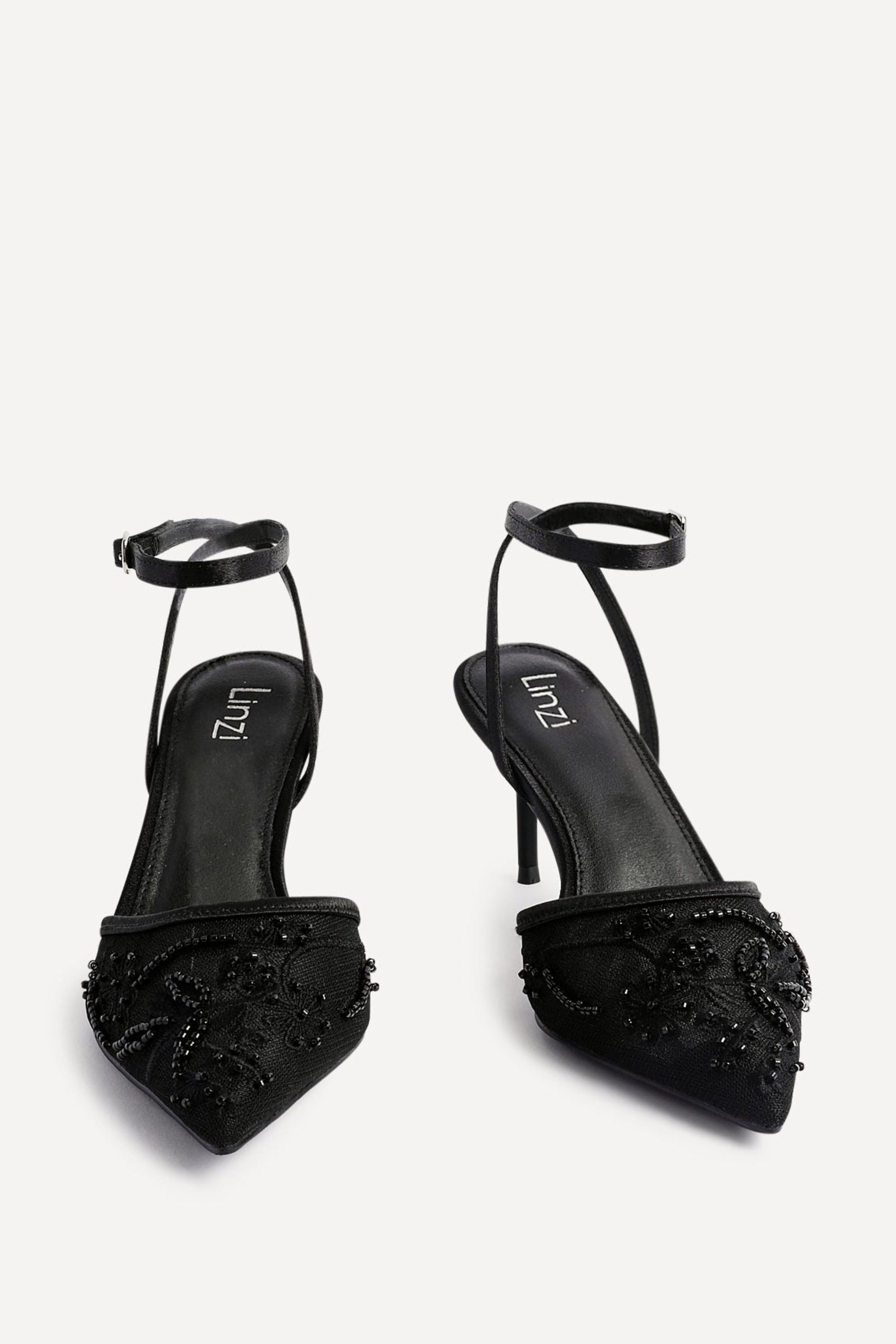 Linzi Serenade Black Beaded Mesh Court Heels image 3