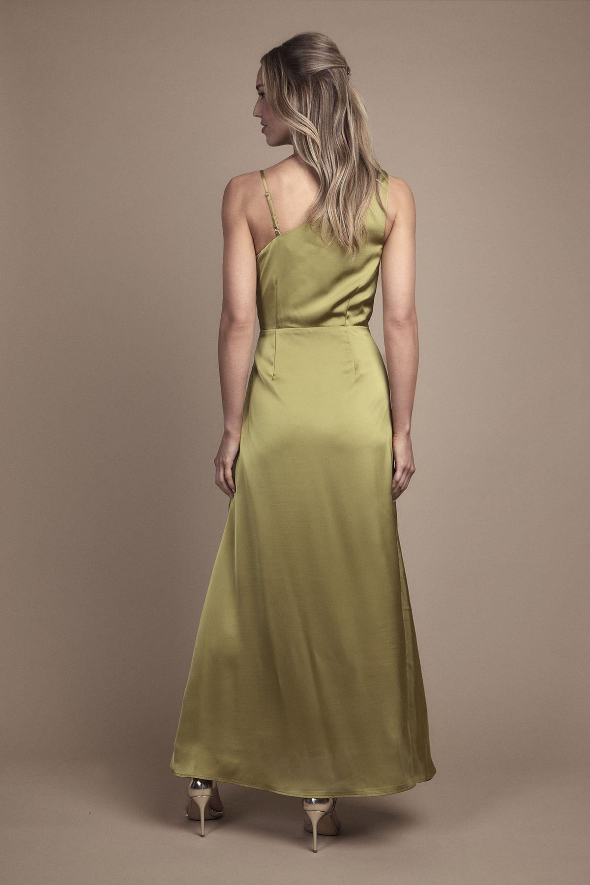 Oasis Strappy Cowl Neck Maxi Bridesmaid Dress Olive image 3