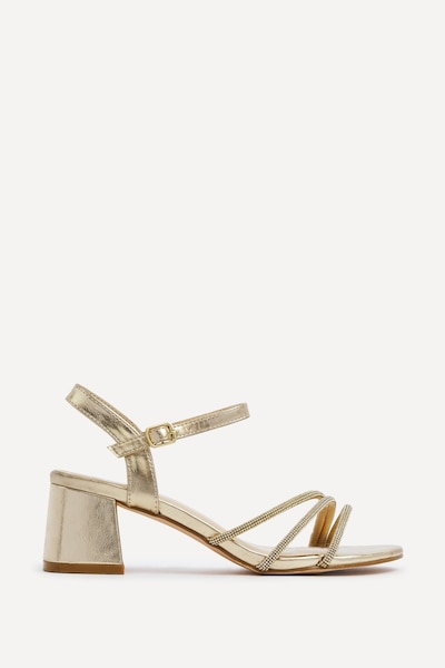 Linzi Carnation Gold Faux Leather Open Back Sandal