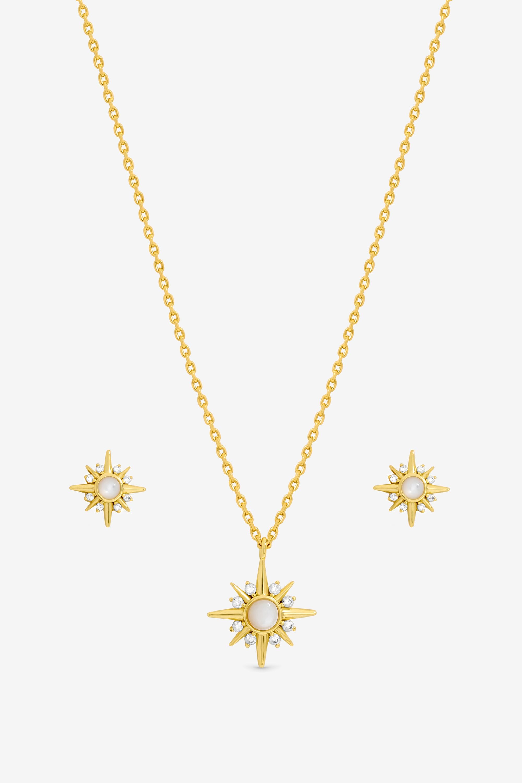 Inicio 14K Gold Plated Cubic Zirconia Star Set - Gift Box image 2