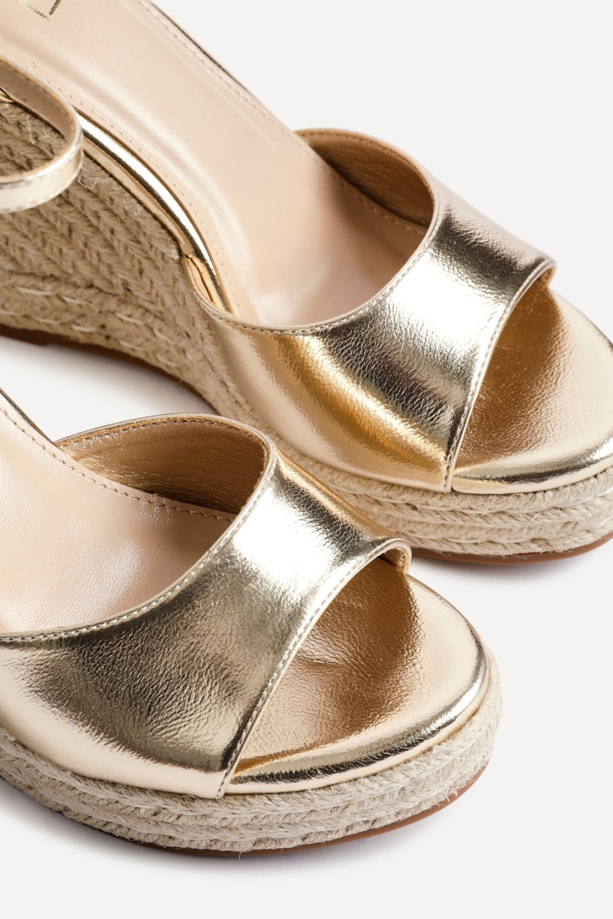 Linzi Gracio Gold Faux Leather Rope Platform Wedge image 4