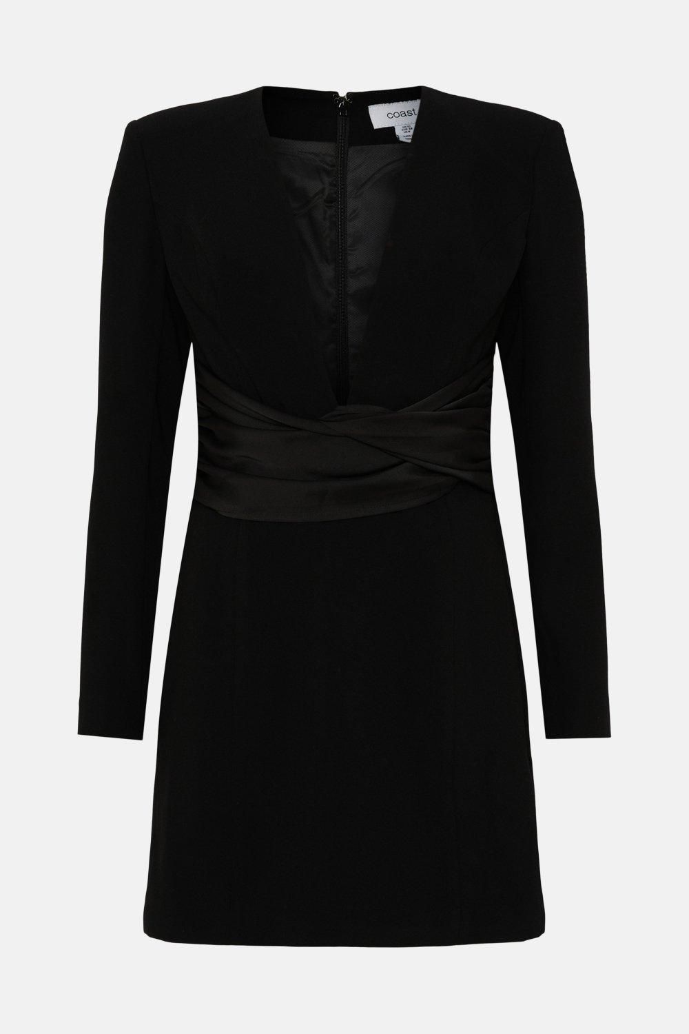 Coast Tailored Mini Dress With Satin Twist Black image 4