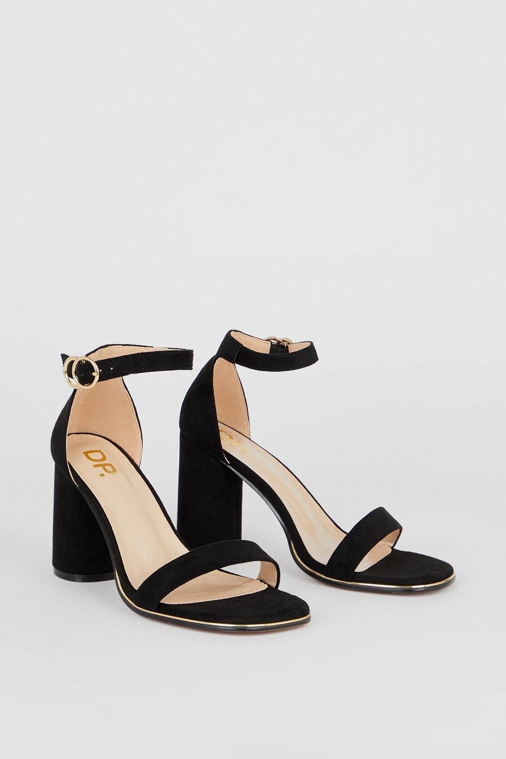 Dorothy Perkins Extra Wide Fit Sweetie Block Heel Sandals Natural Black image 3