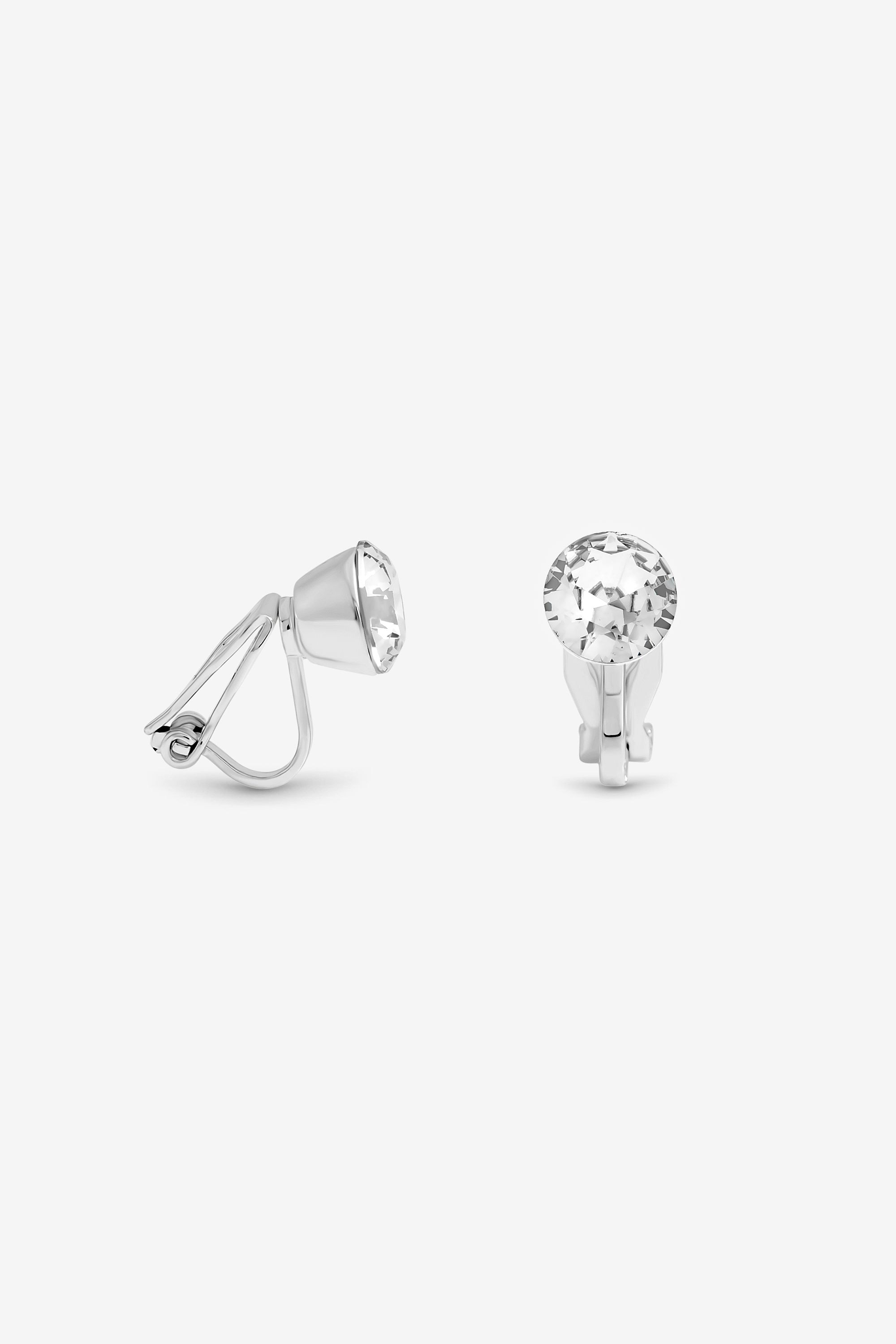 Jon Richard Silver Plated Crystal Clip Earrings image 1