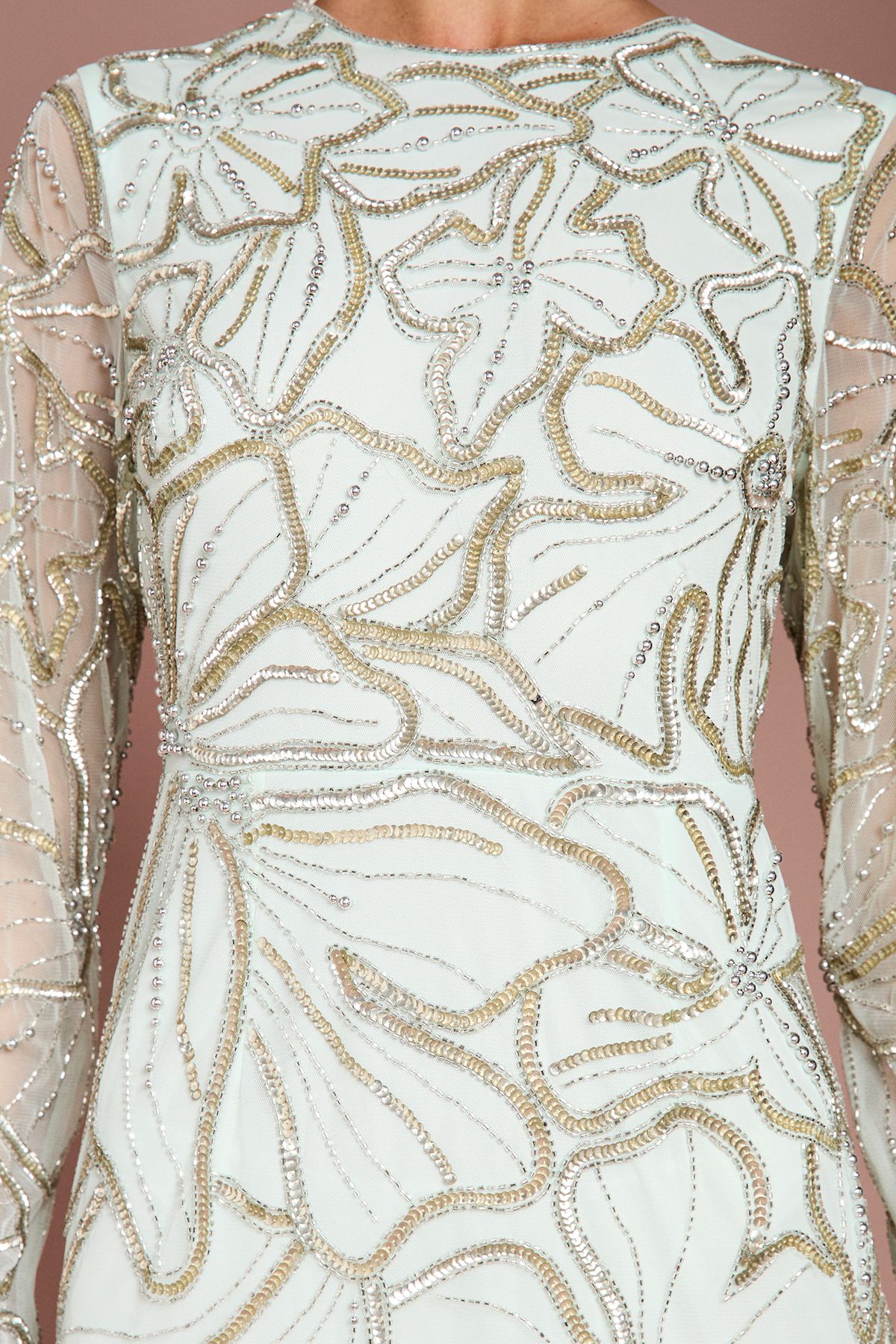 Coast Long Sleeve Floral Embellished Maxi Dress Mint image 4