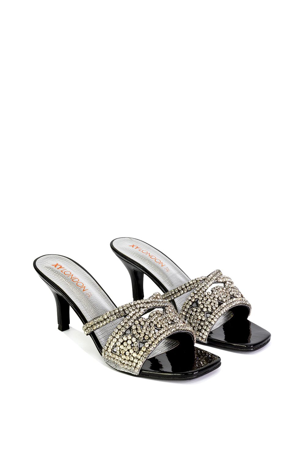 XY London 'Dominica' Diamante Mid Stiletto Heel Mule Sandals image 4