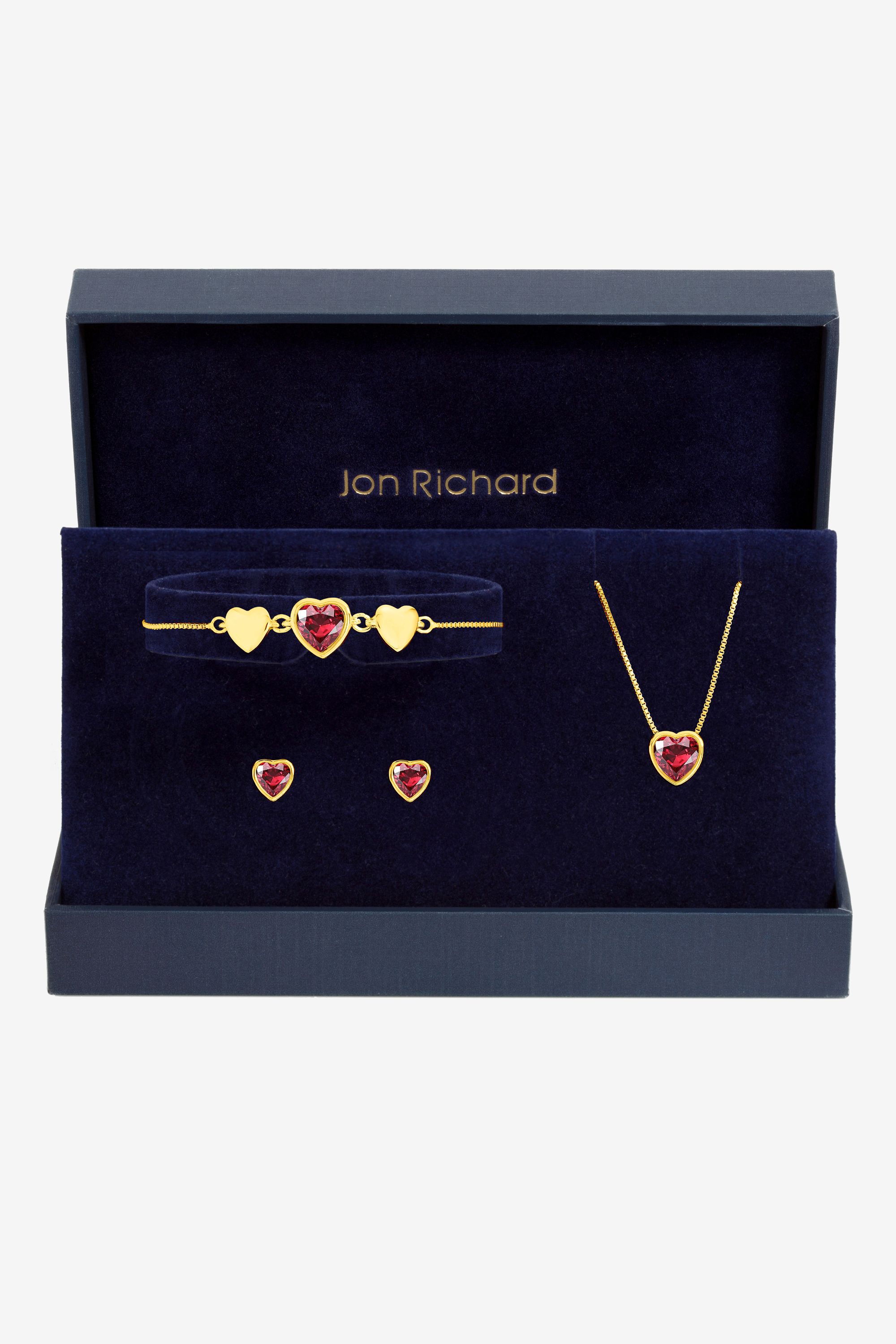 Jon Richard Gold Plated Crystal and Red Heart Trio Set - Gift Box image 1
