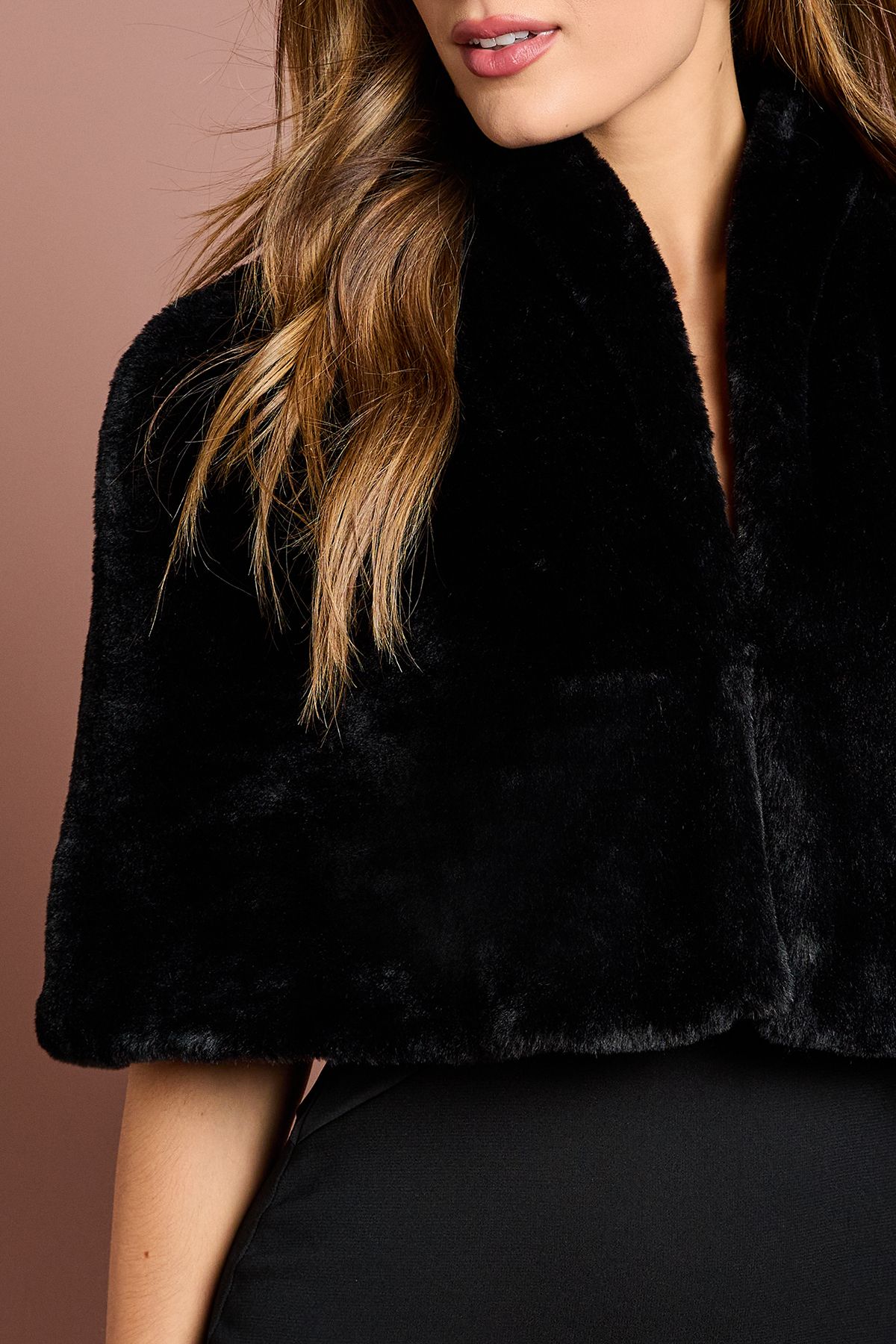 Coast Black Faux Fur Short Cape Black image 5