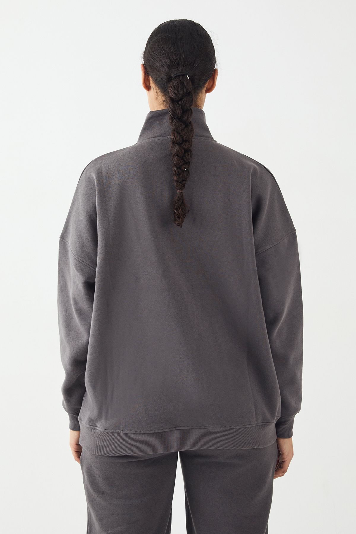 DSGN Studio DSGN Studio Applique Oversized Half Zip Sweatshirt Charcoal image 2
