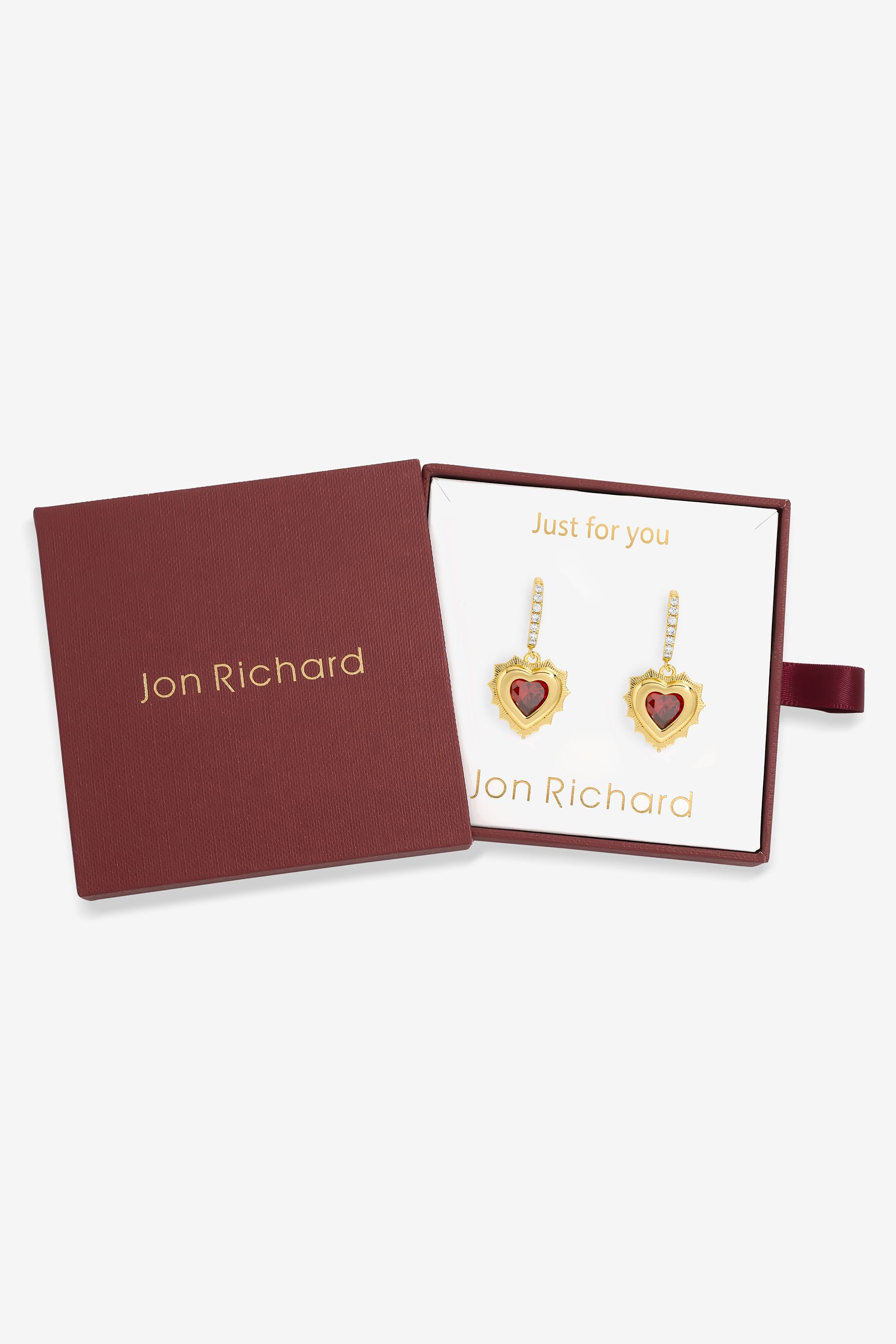 Jon Richard 14Ct Real Gold Plated Heart Birthstone Huggie Earrings - January image 1