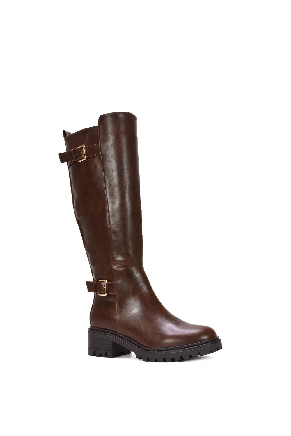 XY London 'Diana' Chunky Low Heel Knee High Biker Boots image 2