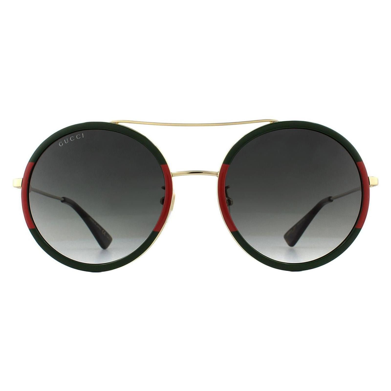 Gucci Round Gold Green and Red Green Gradient Sunglasses