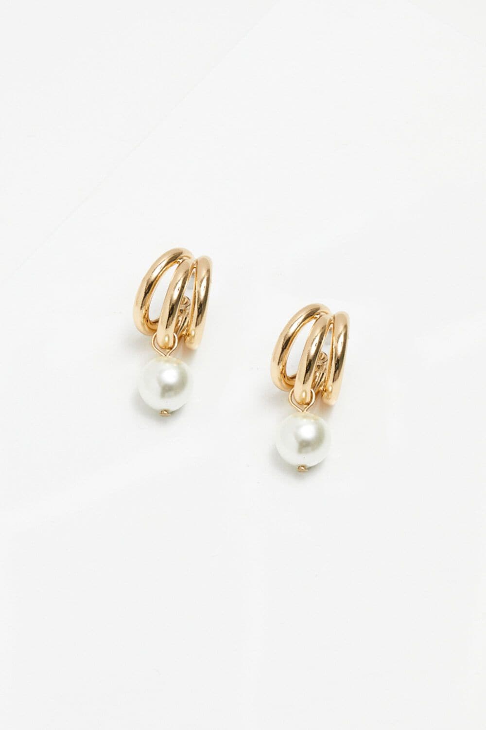 Inicio Gold Plated Tripple Row And Pearl Hoop Earrings - Gift Pouch image 3