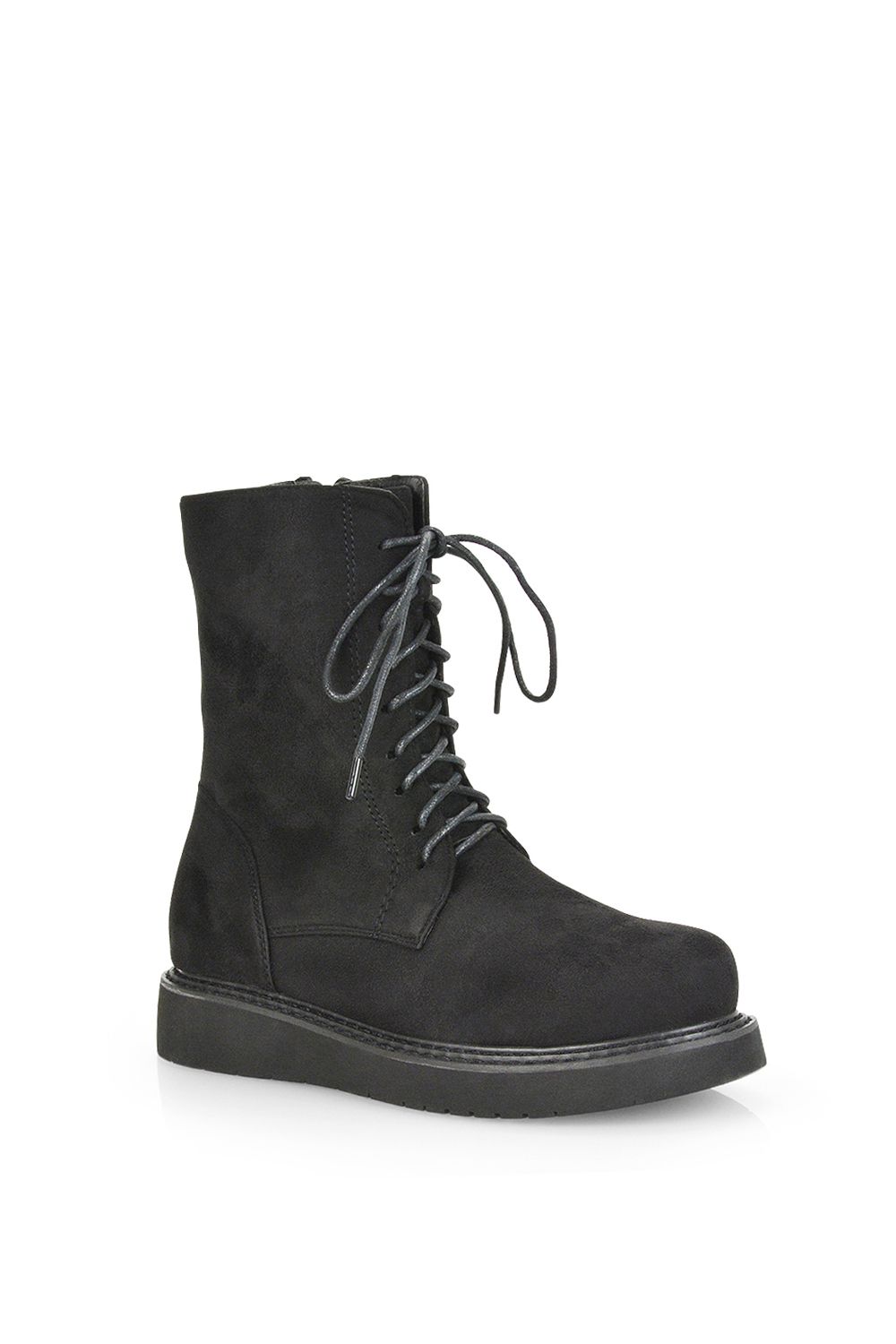 XY London 'Lizzo' Flat Chunky Sole Zip-Up Flatform Lace up Ankle Biker Boots image 2