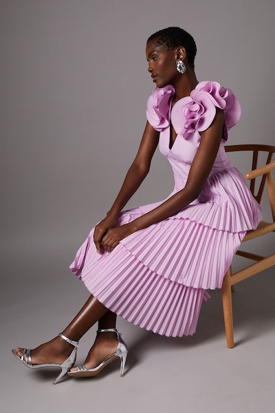 Coast Pleat Skirt Midi Dress Lilac