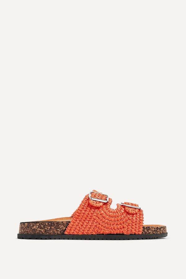 Linzi Brianna Orange Double Buckle Sandals