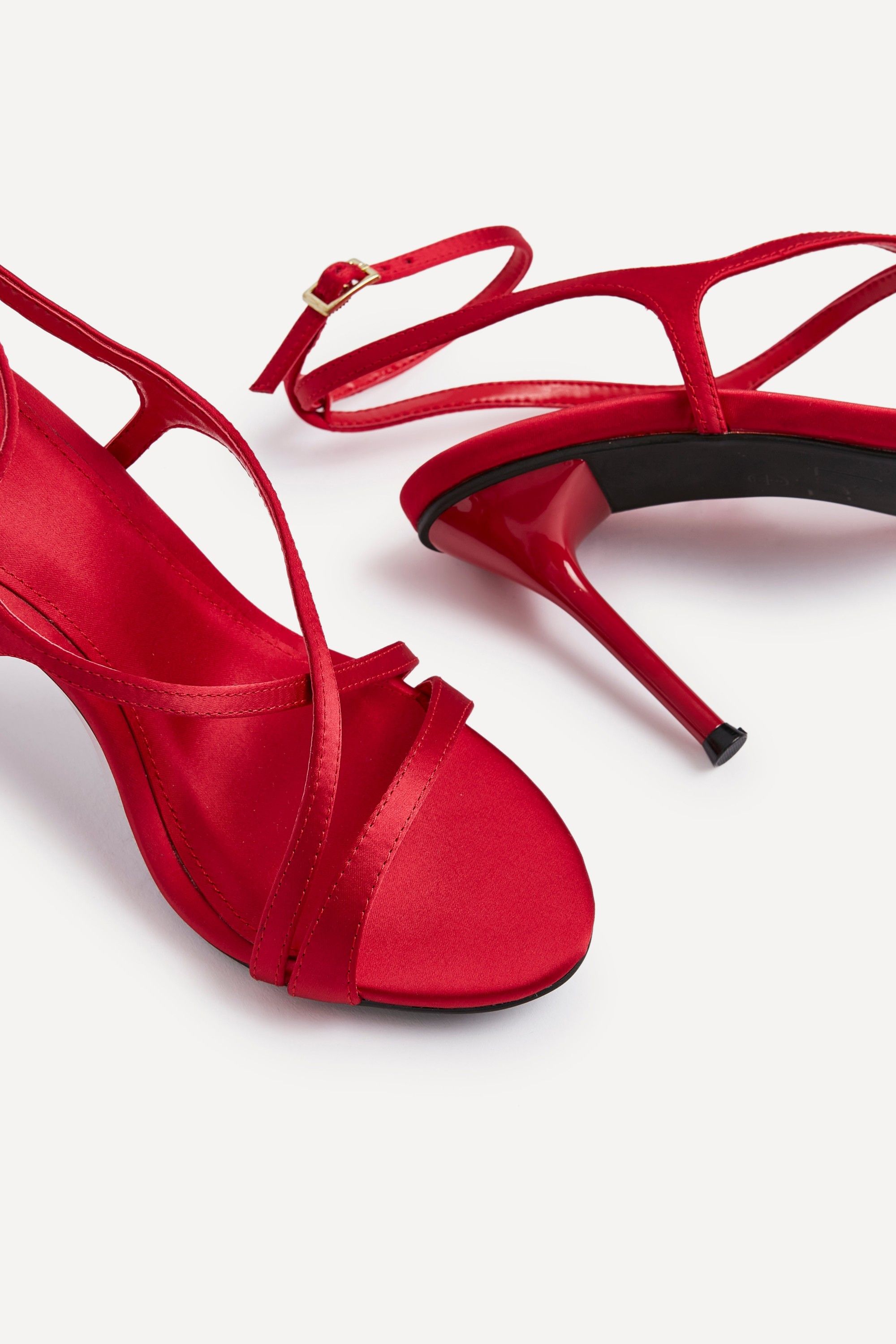 Linzi Taliya Red Satin Strappy Stiletto Heels image 5