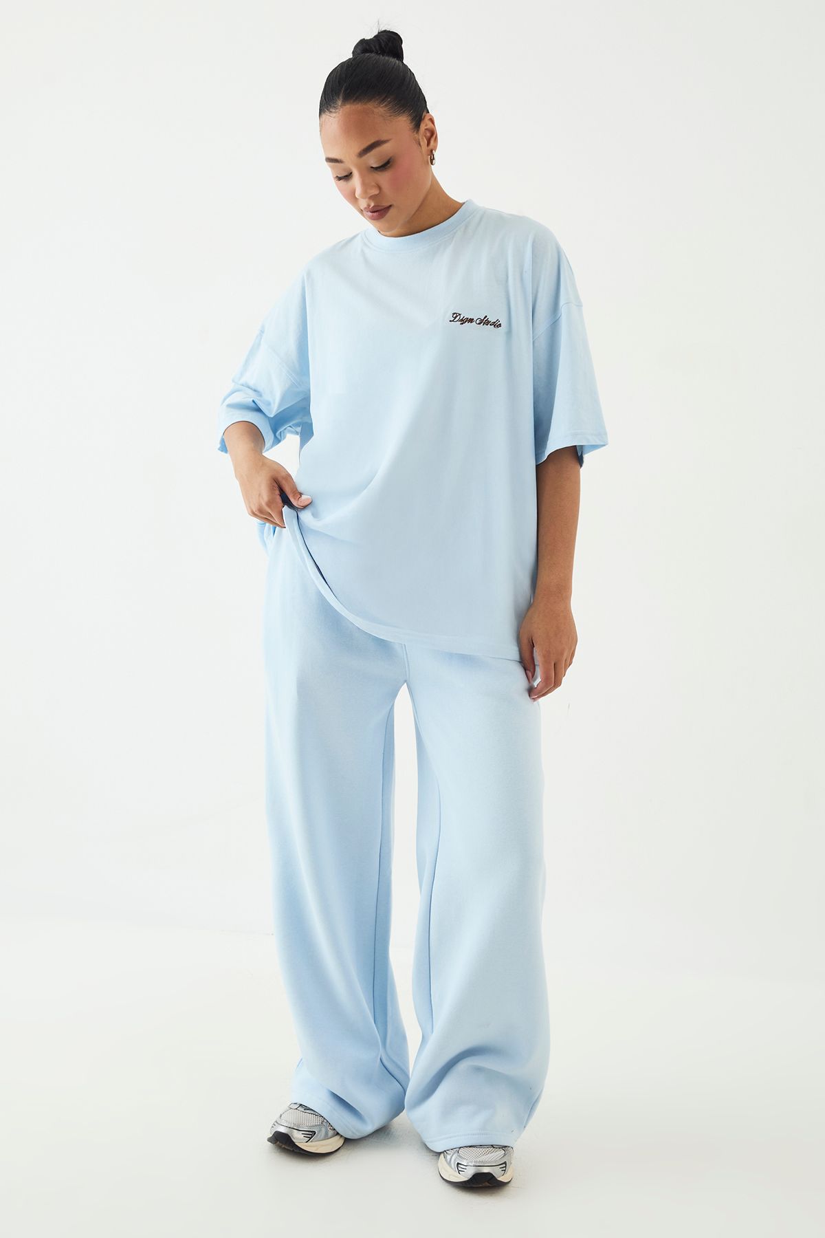 DSGN Studio DSGN Studio Script Embroidered Oversized T-Shirt Light Blue image 3