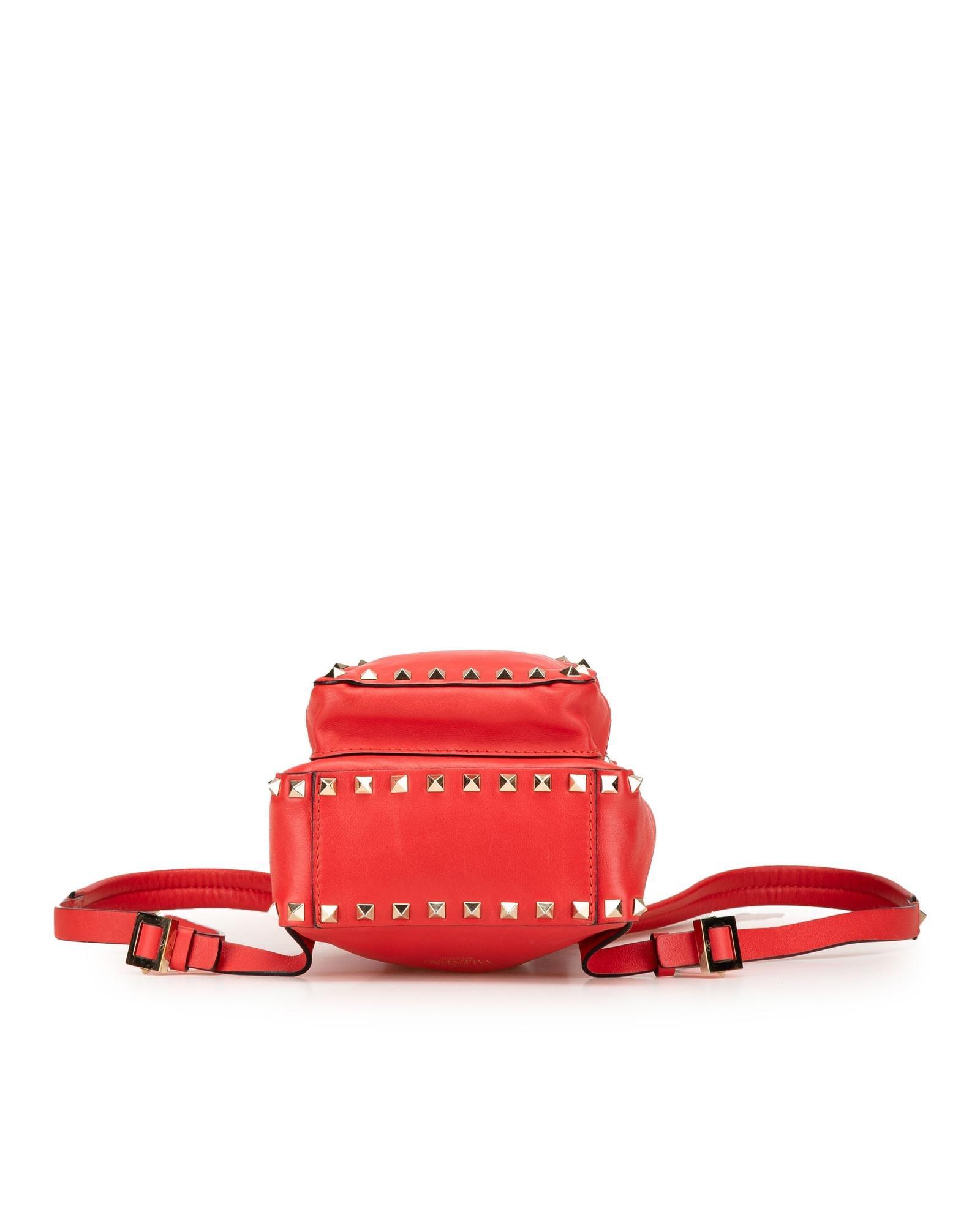 Valentino Preloved Rockstud Mini Backpack Iconic Studs Wo - Red image 3