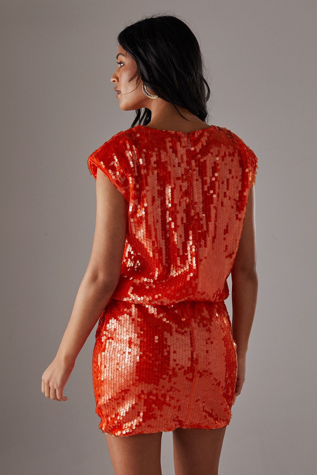 Warehouse Sequin Shoulder Pad Sleeveless Mini Dress Mango image 4