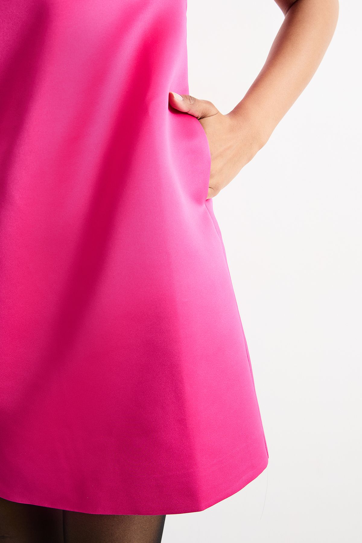 Warehouse Structured Satin Scoop Back Mini Dress Pink image 4