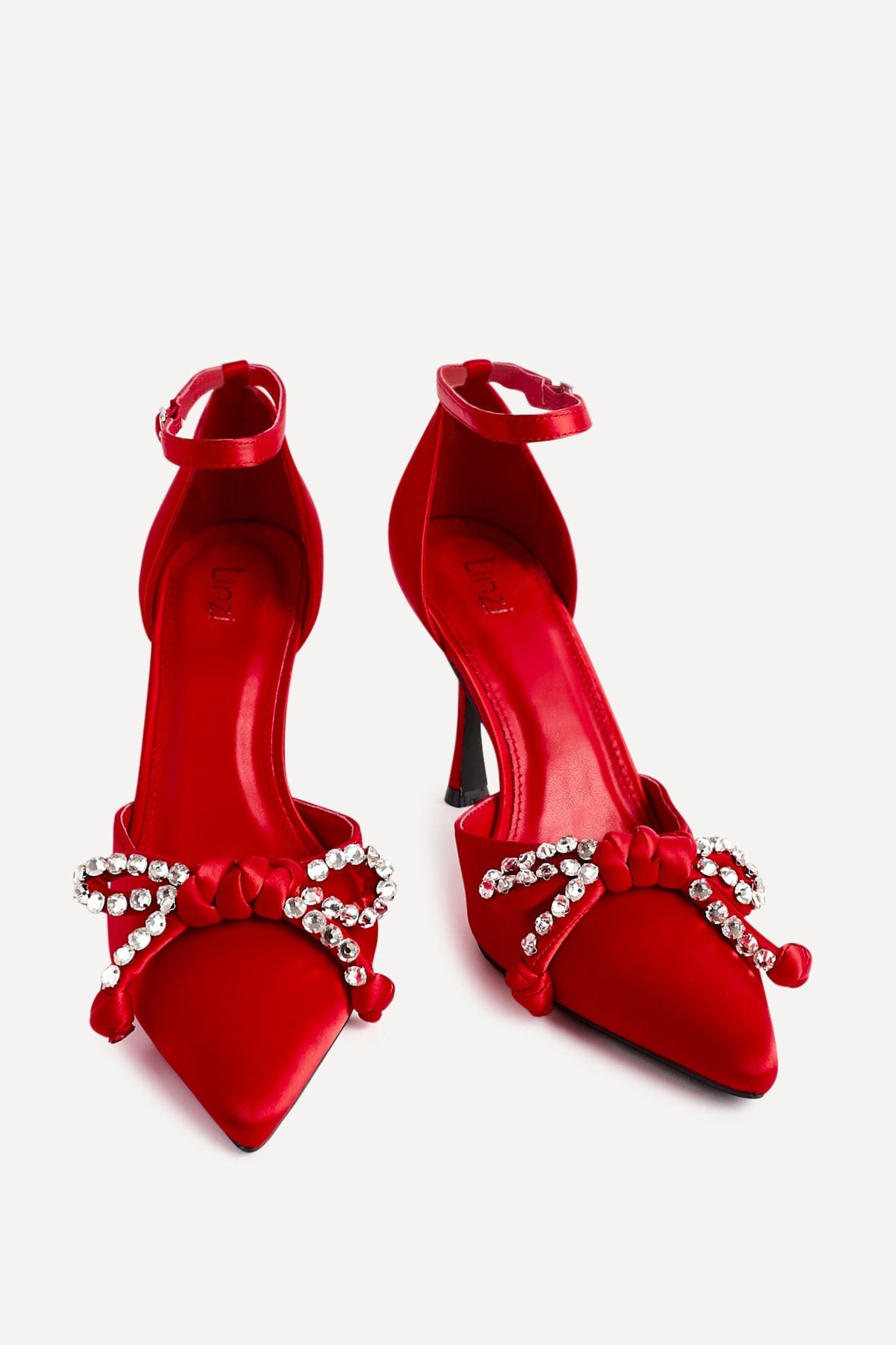 Linzi Glimpse Red Satin Court Heel image 3