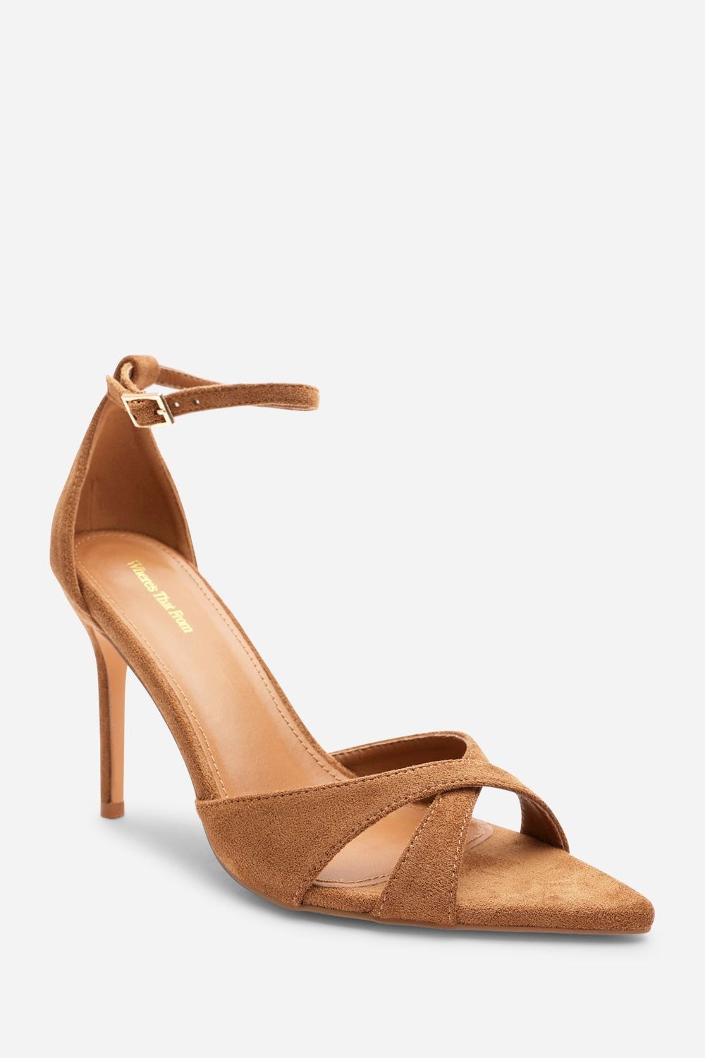 Where's That From 'Odette' Wide Fit Suede Pointed Open Toe Cross Over Strappy Heels image 3