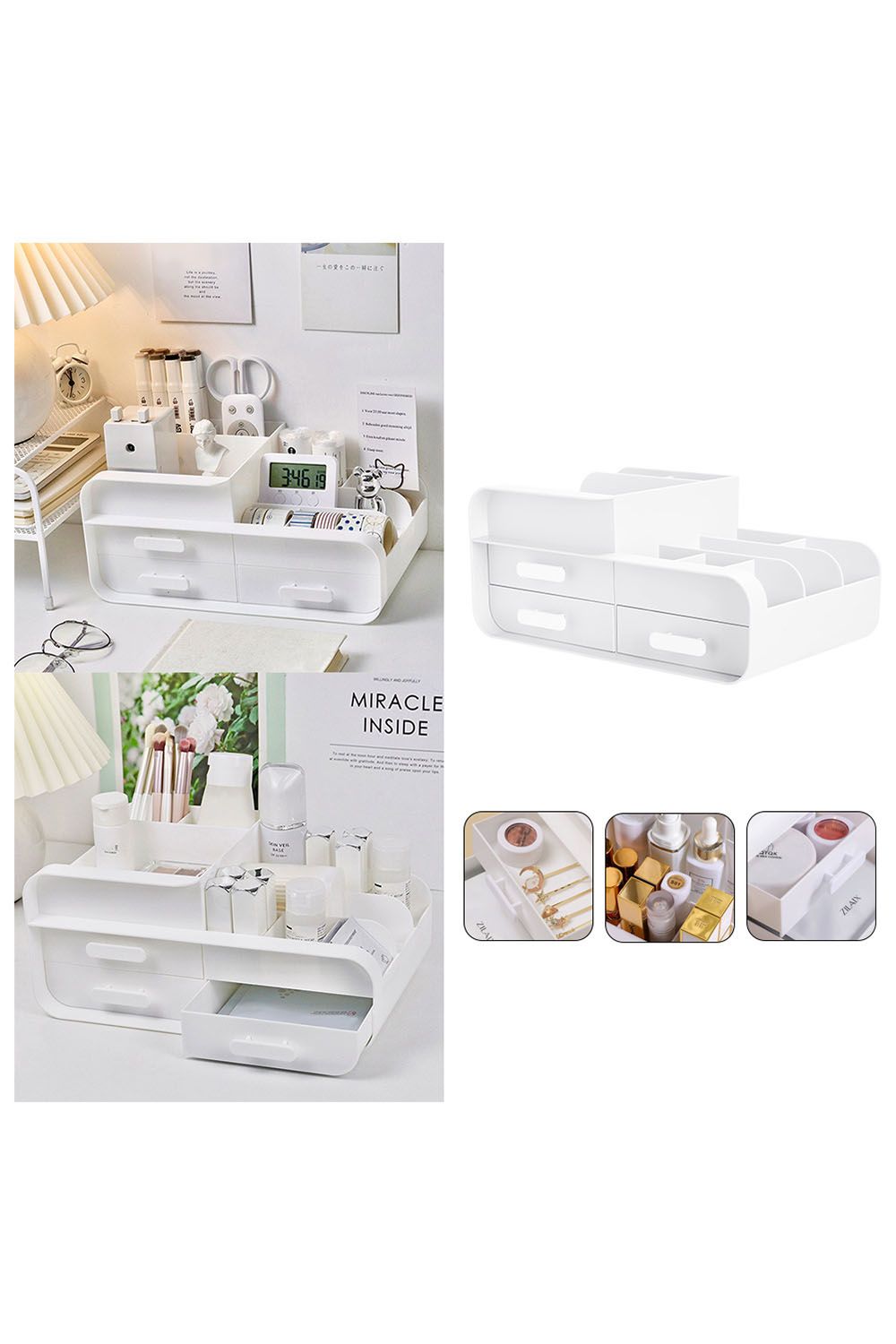 SHEONLY Large Capacity Desk Organizer with Drawers for Cosmetics image 4