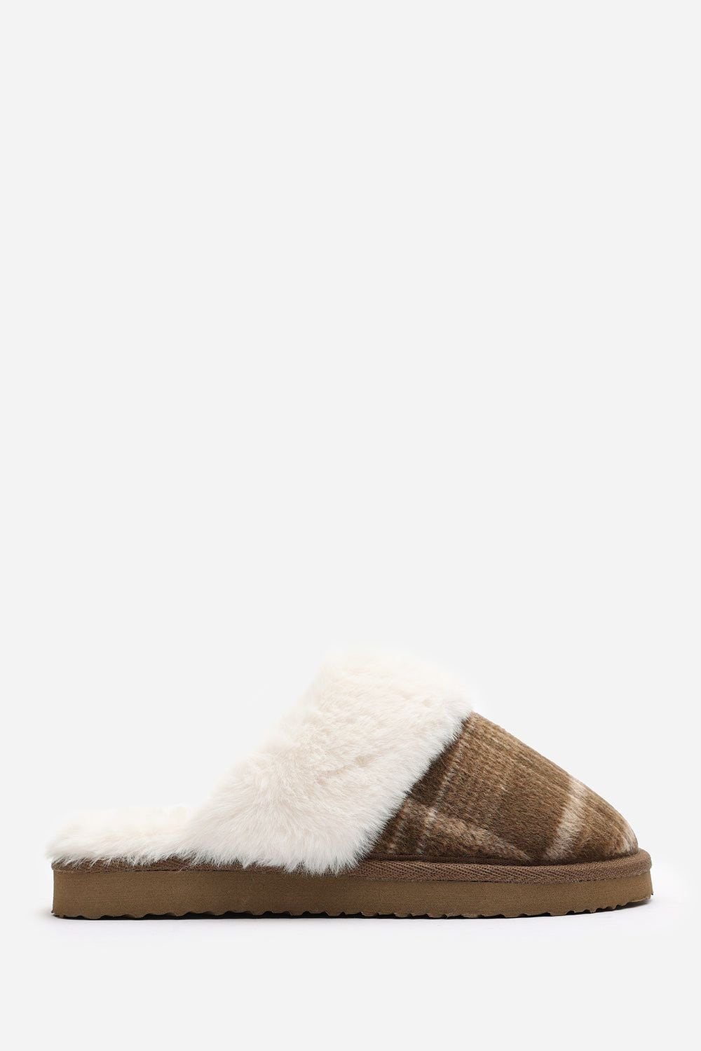 Where's That From 'Jemima' Tartan Mule Slippers with Faux Fur Trim image 3