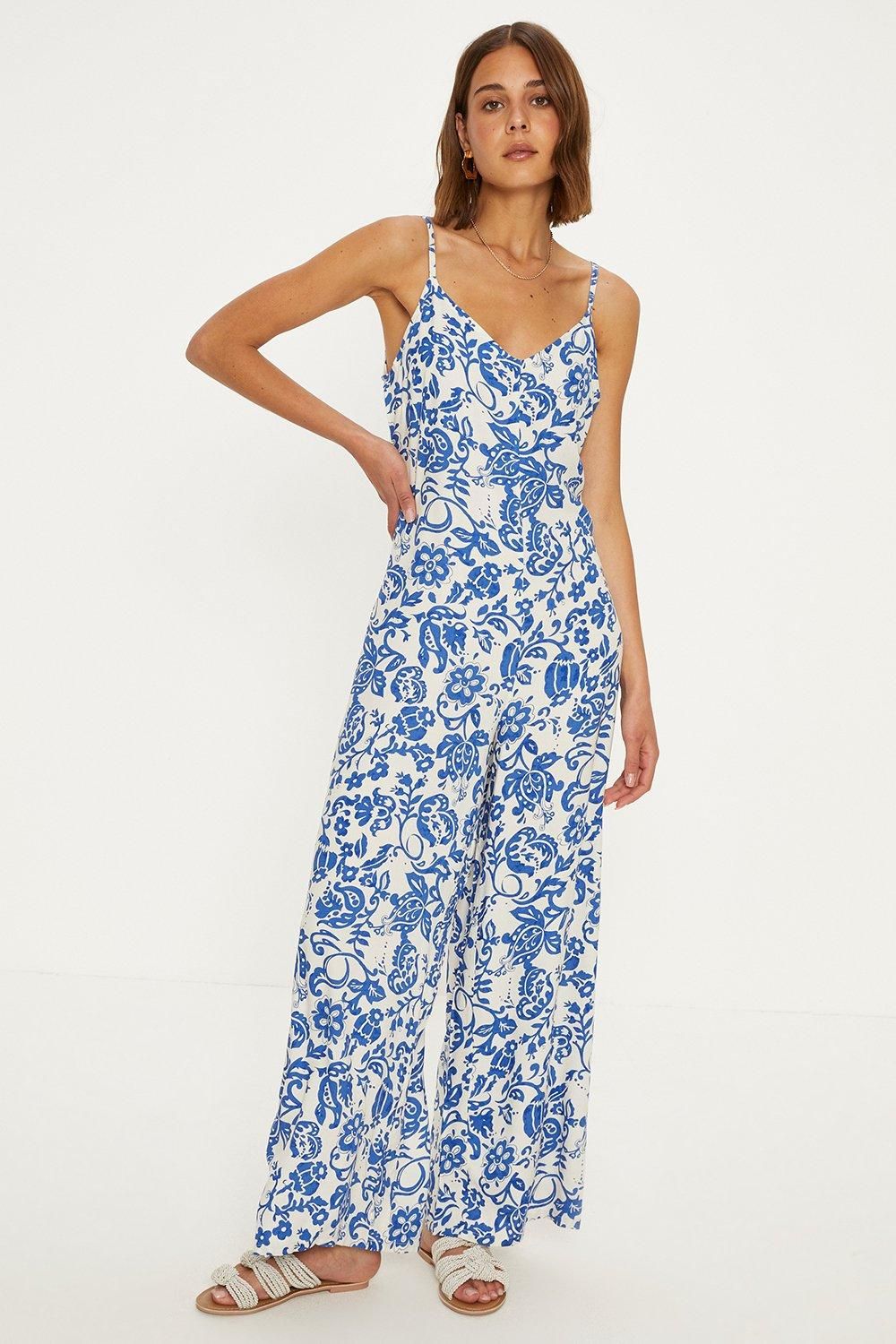 Oasis Paisley Print Strappy Jumpsuit Multi