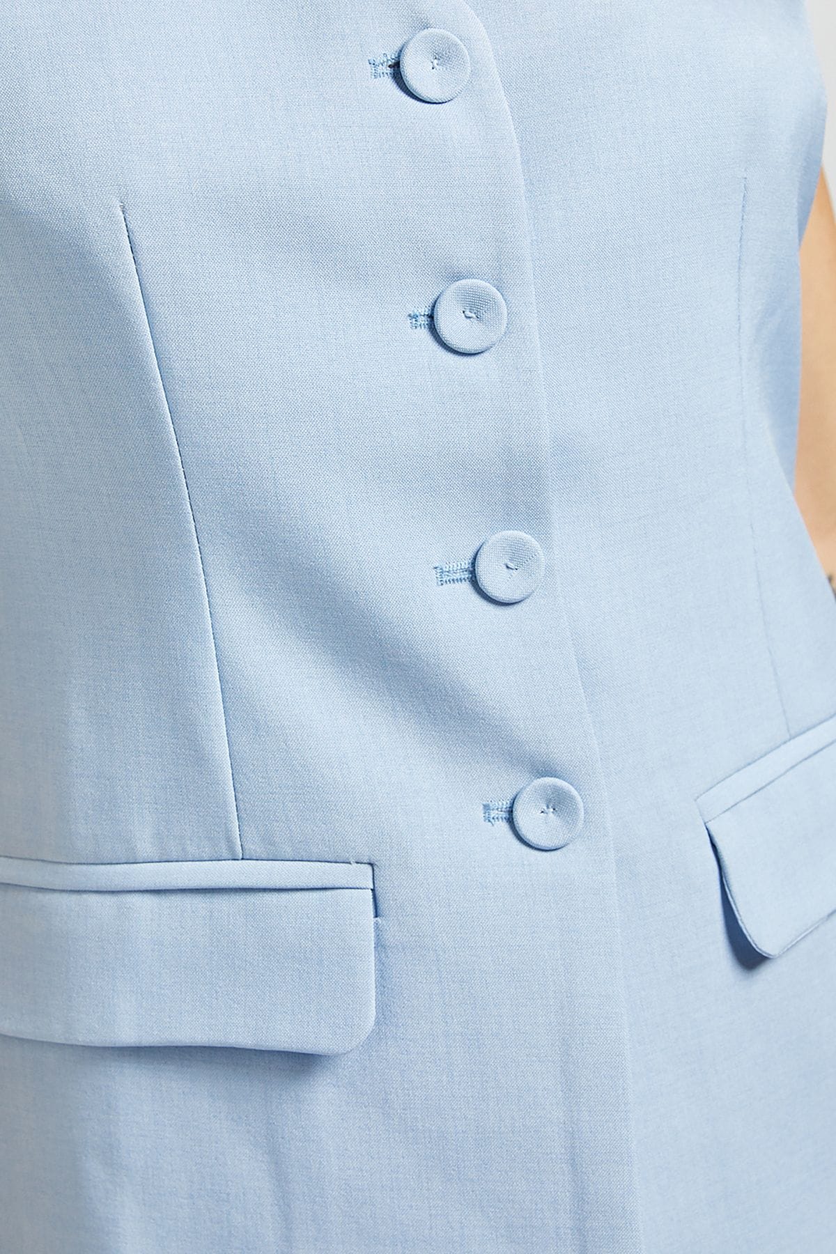 Dorothy Perkins Pocket Detail Longline Button Up Waistcoat Pale Blue image 5