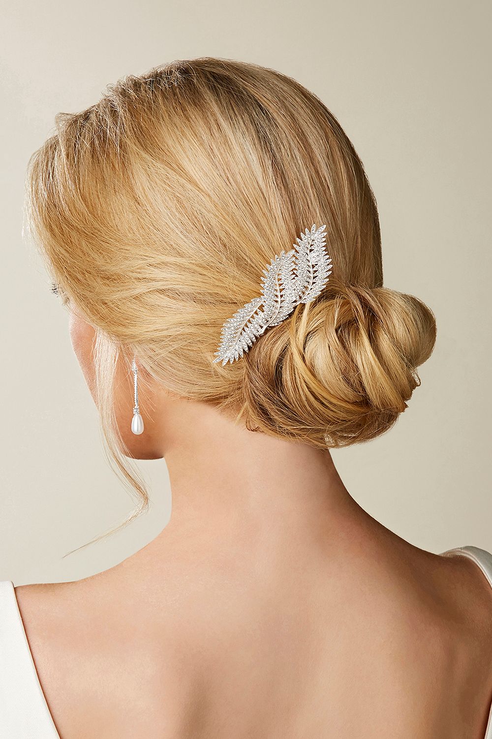 Jon Richard Fern Pave Silver Plated Leaf Comb - Gift Pouch image 2